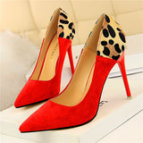 Escarpins Leopard Bicolore Daim Rouge | Leopard Plus