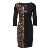 Robe Leopard Bicolore Noir Modèle | Leopard Plus