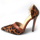 Escarpins Leopard en Cuir Marron et Stylé | Leopard Plus
