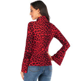 Top Leopard Rouge Col Haut de Dos | Leopard Plus