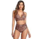 Bikini Leopard Col Avec Bande Sous Buste | Leopard Plus