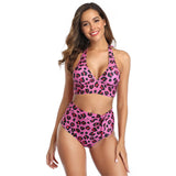 Bikini Leopard Col Avec Bande Sous Buste | Leopard Plus