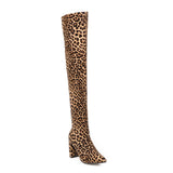 Cuissardes Léopard Marron à Talons Carrés | Leopard Plus