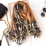 Foulard Leopard Gris Marron Clair | Leopard Plus