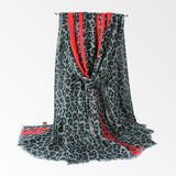 Foulard Leopard en Mousseline de Soie Gris | Leopard Plus