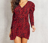 Robe Leopard Patineuse Col V Detail | Leopard Plus