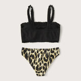 Bikini Leopard Haut Noir | Leopard Plus