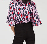 Chemisier Leopard Col V à Manches | Leopard Plus