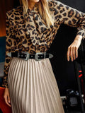 Chemisier Leopard à Col Lavallière | Leopard Plus