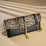 Pochette Leopard en Cuir Marron | Leopard Plus