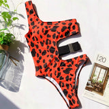 Maillot de Bain Leopard à Manche Unique & Découpe Latérale | Leopard Plus