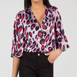 Chemisier Leopard Col V à Manches | Leopard Plus