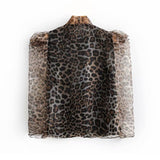 Chemise Leopard Col Lavallière et Manche Bouffante