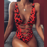 Maillot de Bain Leopard une Pièce à Découpe Frontale | Leopard Plus