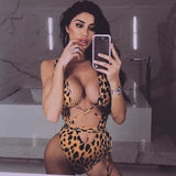 Maillot de Bain Leopard Une Pièce à Ficelles Jaune | Leopard Plus