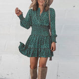Robe Leopard Fluide Vert