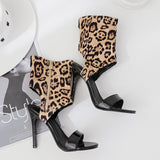Jolies Sandales Leopard à Brides et Cache Pied Montante | Leoaprd Plus