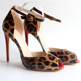 Sandales Leopard Tropéziennes à Brides Noires Talon