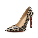 Escarpins Leopard 8 Cm Vernis à Semelle Rouge - Gris | Leopard Plus