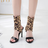 Sandales Leopard à Brides et Cache Pied Montante | Leopard Plus