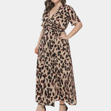 Vue de Profil Robe Leopard en Mousseline Grande Taille | Leopard Plus