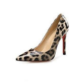Escarpins Leopard 8 Cm Vernis à Semelle Rouge - Kaki | Leopard Plus