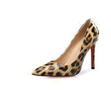 Escarpins Leopard 8 Cm Vernis à Semelle Rouge - Marron | Leopard Plus