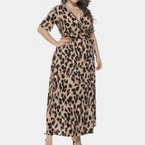 Robe Leopard en Mousseline Grande Taille