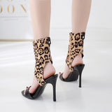 Arriere Sandales Leopard à Brides et Cache Pied Montante | Leopard Plus