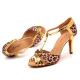 Sandales Leopard à Talon et Lanières Or | Leopard Plus