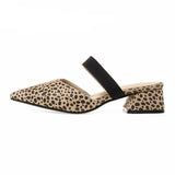 Mules Leopard en Daim avec Talon Carré | Leopard Plus