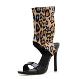 Sandales Leopard à Brides et Cache Pied Montante