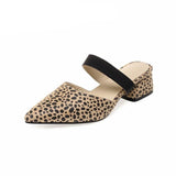 Mules Leopard en Daim avec Talon | Leopard Plus