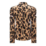 Chemisier Leopard Femme à Manches Bouffantes | Leopard Plus