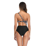 Bas de Maillot de Bain Leopard Manche Unique et Bas Noir | Leopard Plus