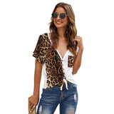 Haut Leopard Bicolore à Nœud Blanc | Leopard Plus