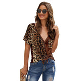 Haut Leopard Bicolore à Nœud - Marron | Leopard Plus