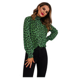 Top Leopard Col Roulé Vert | Leopard Plus