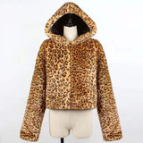 Manteau Leopard en Fourrure et Capuche