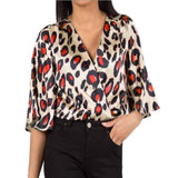 Chemisier Leopard Col V à Manches | Leopard Plus