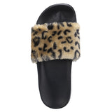 Claquettes Leopard en Lanière et Fausse Fourrure Gris | Leopard Plus
