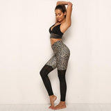Legging Leopard à Bas Noir Femme Sportive | Leopard Plus