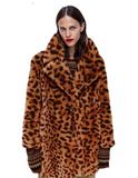 Manteau Léopard Mi Long Fausse Fourrure | Leopard Plus