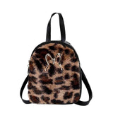 Sac à Dos Leopard en Fausse Fourrure - Noir | Leopard Plus