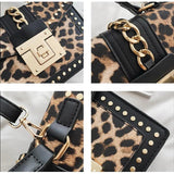 Sac à Main Leopard Clouté avec Boucle Dorée Chaine | Leopard Plus