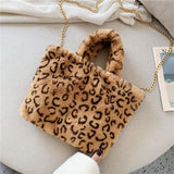 Sac à Main Leopard en Fourrure Carré