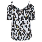 Top Leopard Bretelle Fine Blanc | Leopard Plus