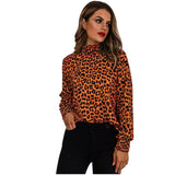 Top Leopard Col Roulé Marron | Leopard Plus
