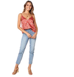 Top Leopard Fluide Bretelles Rouge - Look | Leopard Plus