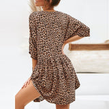 Vue de Dos Robe Leopard Fluide et Mi Longue | Leopard Plus